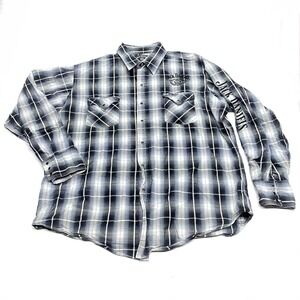 Jack Daniels Old No. 7 Brand Button Down Shirt Men's XL Pearl Snap Embroidered